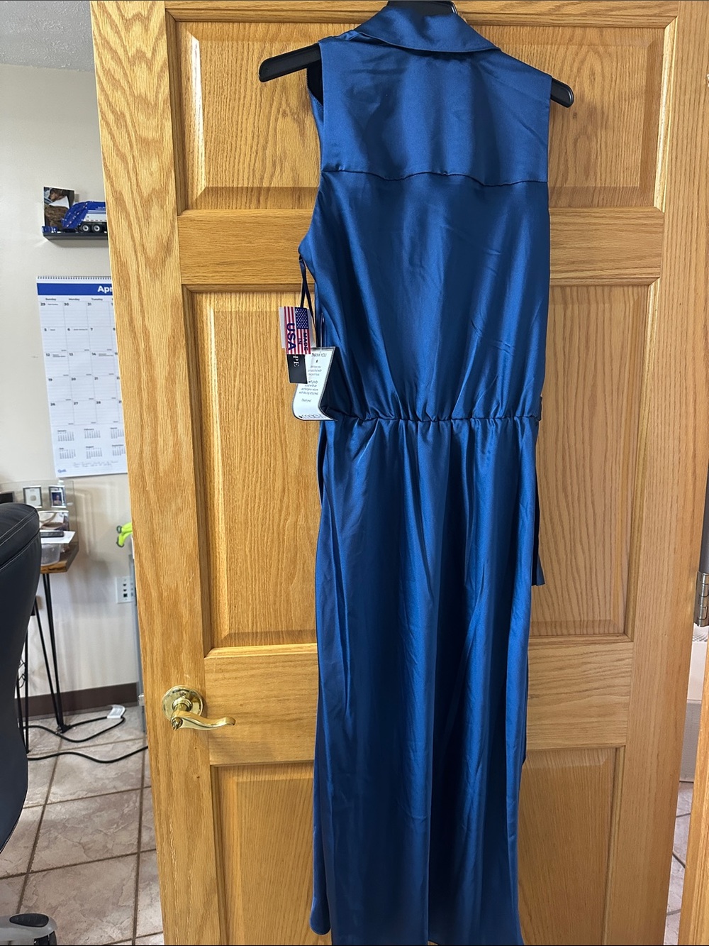 Xscape Royal Blue Satin Maxi Dress - Picture 7 of 9